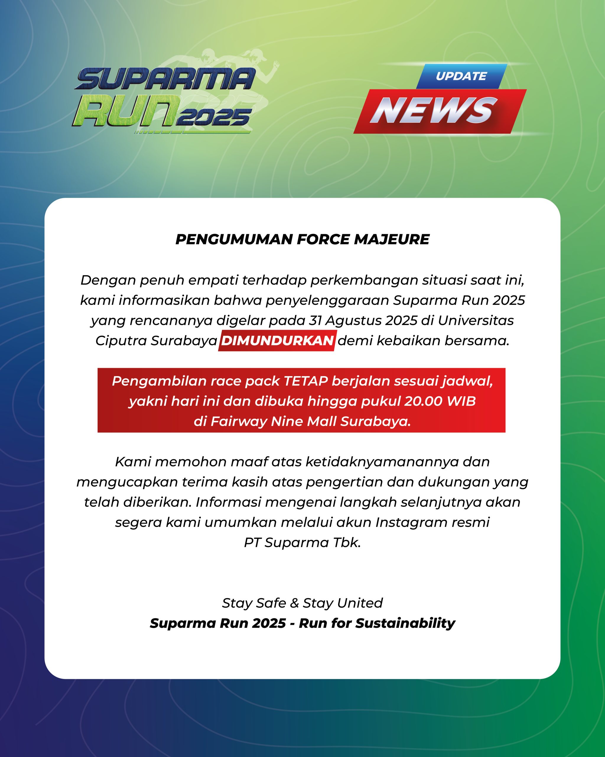 Pengumuman Resmi: Jadwal Suparma Run 2025 Ditunda